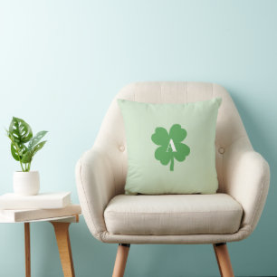 Monogram Shamrock Irish Throw Pillow