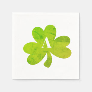 Monogram Shamrock Irish Watercolor Texture Napkins