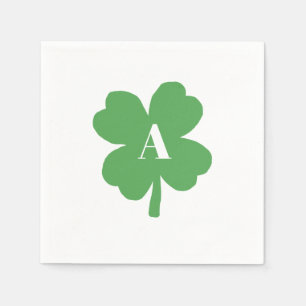 Monogram Shamrock Irish Watercolor Texture Napkins