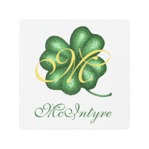 Monogram Shamrock Metal Print
