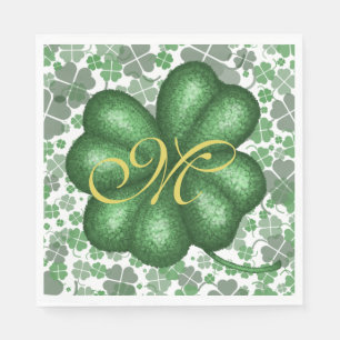 Monogram Shamrock Paper Napkins
