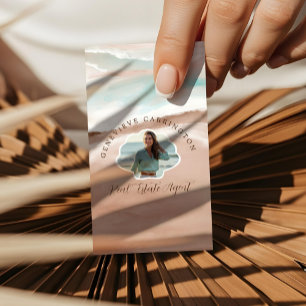 Monogram Shell Costal Property Photo Real Estate Business Card