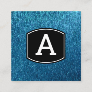 Monogram Shiny Blue Texture Background Square Business Card