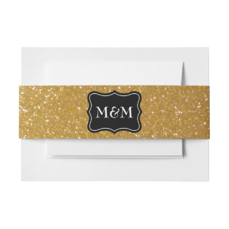 Monogram shiny gold glitter envelope belly band
