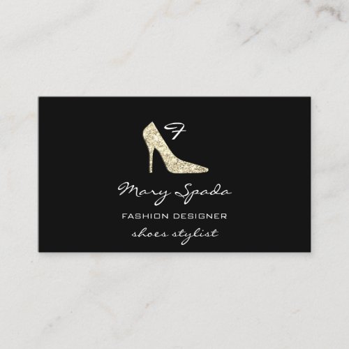 Monogram Shoes Black Glitter Heels Logo Shop QR  Business Card