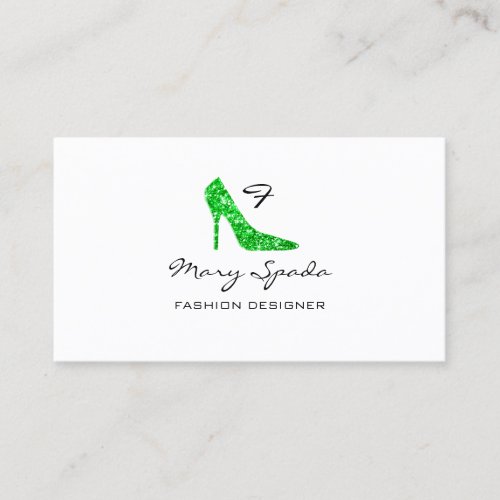 Monogram Shoes Glitter Green Heels Logo Shop QR  Business Card