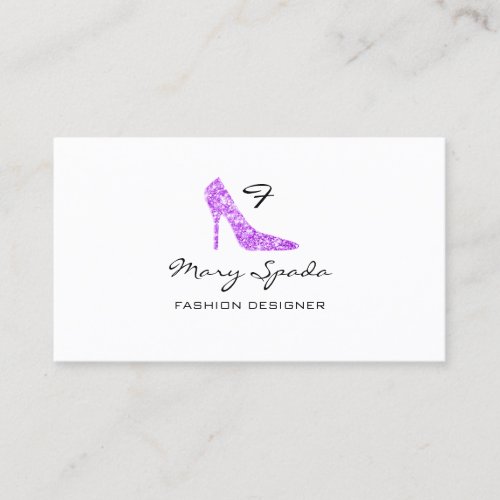 Monogram Shoes Glitter Purple Heels Logo Shop QR  Business Card