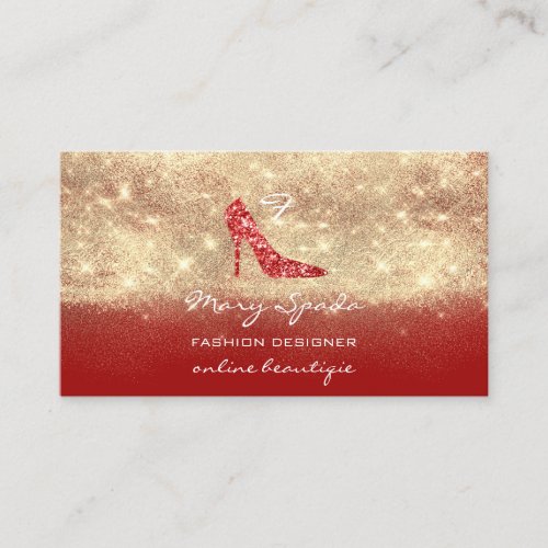 Monogram Shoes Gold Glitter Heels Logo QR Code  Business Card