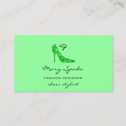 Monogram Shoes Green Glitter Heels Logo Shop QR  Business Card