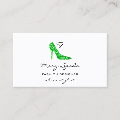 Monogram Shoes Green Glitter Heels Logo Shop QR  Business Card