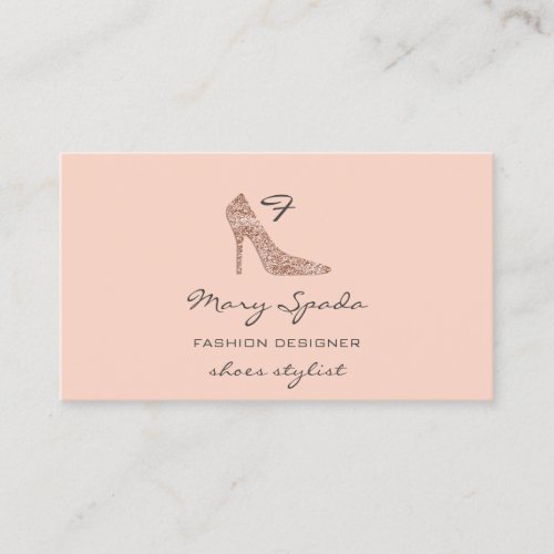 Monogram Shoes Heels Logo Shop QR Rose Glitter  Business Card