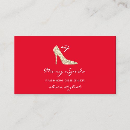 Monogram Shoes Red Glitter Heels Logo Shop QR  Business Card