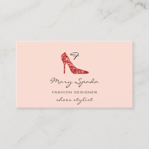 Monogram Shoes Red Glitter Heels Logo Shop QR  Business Card
