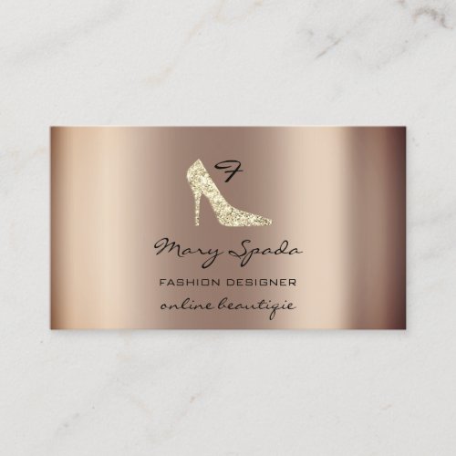 Monogram Shoes Rose Glitter Heels Logo Shop QR  Business Card