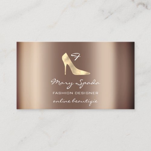 Monogram Shoes Rose Gold Heels Logo Shop QR  Business Card