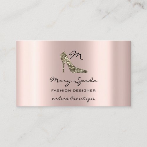 Monogram Shoes Rose Gold Heels Logo Shop QR Code Business Card