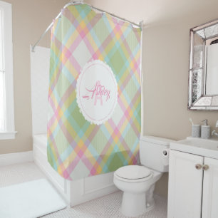 Monogram Shower Curtain - Spring Plaid {S2D24}