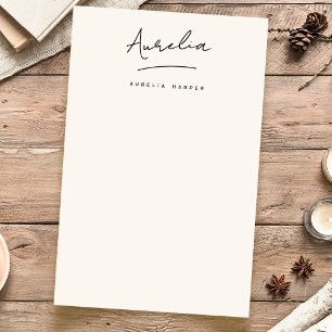 Monogram Signature Neutral Simple Personalized Stationery