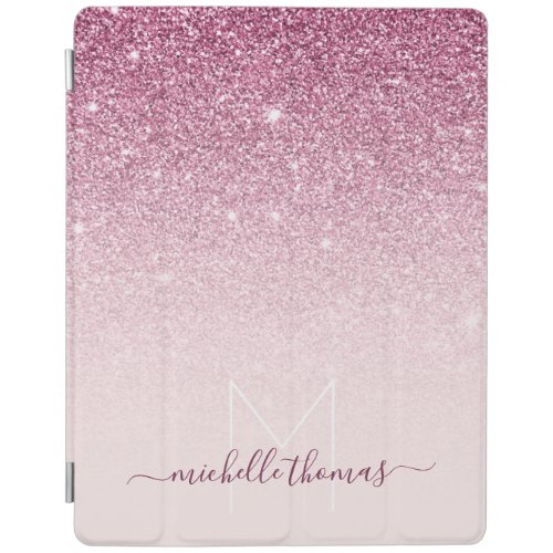 Monogram signature script blush pink template iPad smart cover