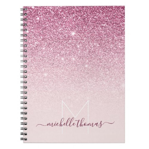Monogram signature script blush pink template notebook