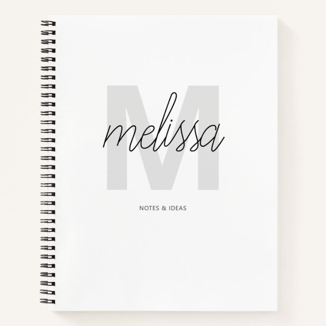 Monogram Signature Script Name Minimalist Chic Notebook (Front)
