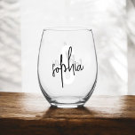 Monogram Signature Script Stemless Wine Glass<br><div class="desc">Raise the bar of elegance with our Personalized Wine Glass – a sophisticated fusion of modern design and timeless charm. Engraved with a monogram in a sleek sans-serif font, with your name artfully overlaying the monogram in a stylish script signature style. This exquisite glass isn't just for sipping; it's a...</div>