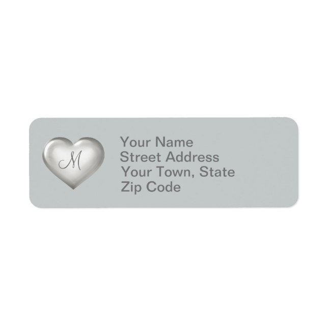 Monogram Sillver Glass Heart Label (Front)