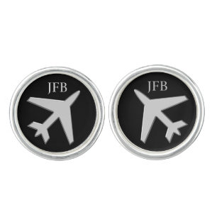 Monogram Silver Airplane Cufflinks