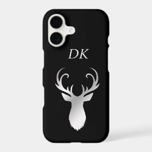 Monogram Silver Antler Deer Silhouette iPhone 17 Case