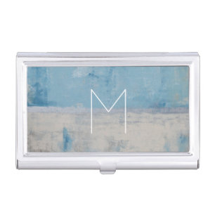 Monogram   Silver Aura Business Card Holder