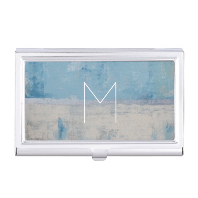 Monogram | Silver Aura Business Card Holder (Front)