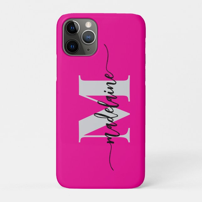 Monogram Silver Black Pink Personal Case-Mate iPhone Case (Back)