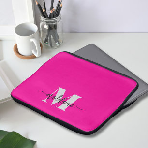 Monogram Silver Black Pink Personal Laptop Sleeve