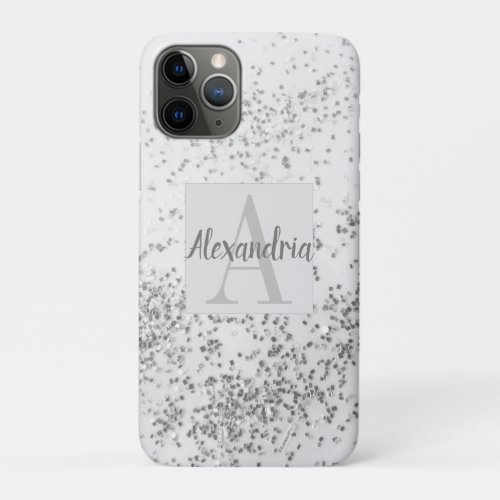 Monogram Silver Confetti    iPhone 11 Pro Case