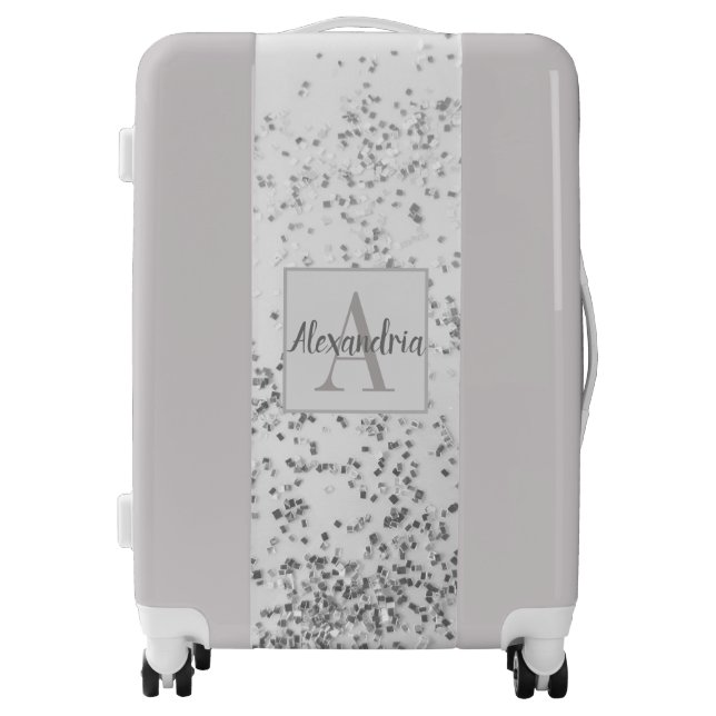 Monogram Silver Confetti     Luggage (Front)