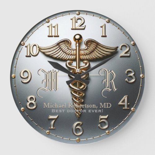 Monogram Silver Doctor Medical Clinic Clock