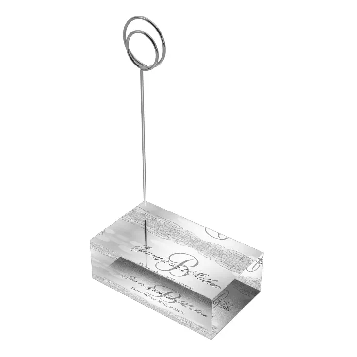 Monogram Silver Elegance Place Card Holder Zazzle