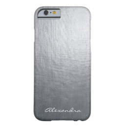 Monogram Silver Faux Metal Foil Barely There iPhone 6 Case