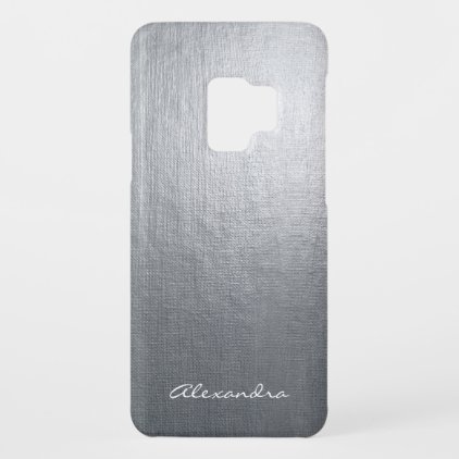 Monogram Silver Faux Metal Foil Case-Mate Samsung Galaxy S9 Case