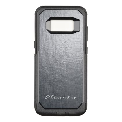 Monogram Silver Faux Metal Foil OtterBox Commuter Samsung Galaxy S8 Case