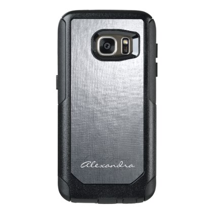 Monogram Silver Faux Metal Foil OtterBox Samsung Galaxy S7 Case