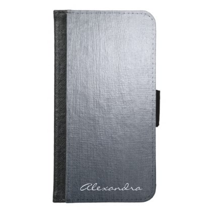 Monogram Silver Faux Metal Foil Samsung Galaxy S6 Wallet Case