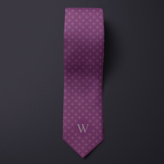 Monogram Silver Geometric Pattern Neck Tie (Creator Uploaded)