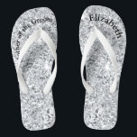 Monogram Silver Glam Glitter Mother of Bride Groom Flip Flops<br><div class="desc">A fun gift for both the mother of the bride and groom. When her feet are tired at the end of the night,  she'll want these!  Personalize them!</div>
