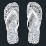 Monogram Silver Glam Glitter Mother of Bride Groom Flip Flops<br><div class="desc">A fun gift for both the mother of the bride and groom. When her feet are tired at the end of the night,  she'll want these!  Personalize them!</div>