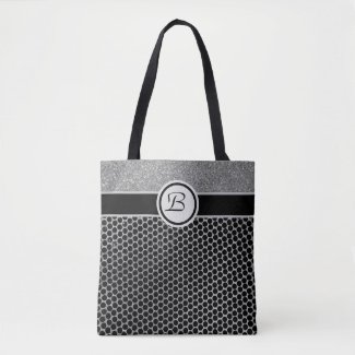 Monogram Silver Glitter and Black Fashion Chic