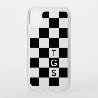 Monogram Silver Glitter Black Checkered Pattern Speck iPhone XR Case