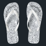 Monogram Silver Glitter Bridesmaid Maid of Honor Flip Flops<br><div class="desc">A fun gift for your bridesmaids and maid of honor. When her feet are tired at the end of the night,  she'll want these!  Personalize them!</div>