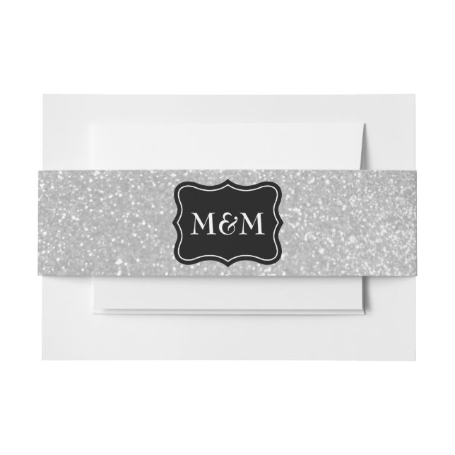 Monogram silver glitter print envelope belly band (Front Example)