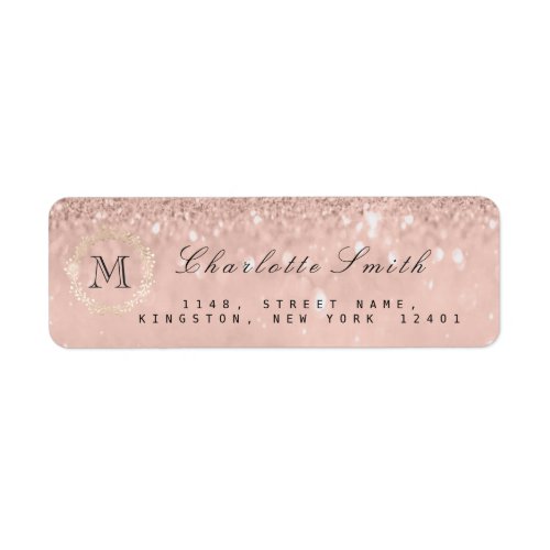 Monogram Silver Glitter Skinny RSVP Bridal Wedding Label